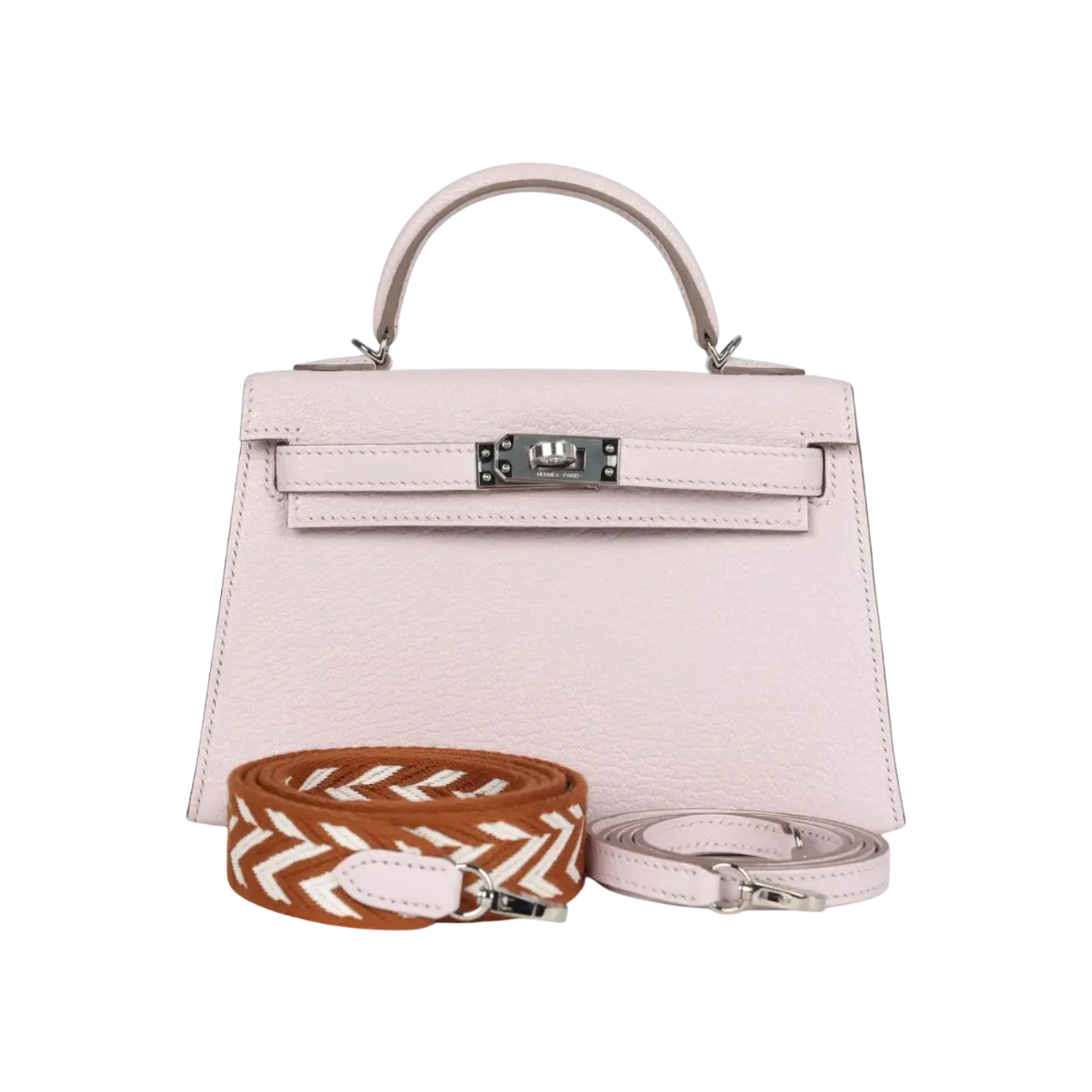 Hermès Mini Kelly Sellier Mauve Pale Chevre Palladium Hardware