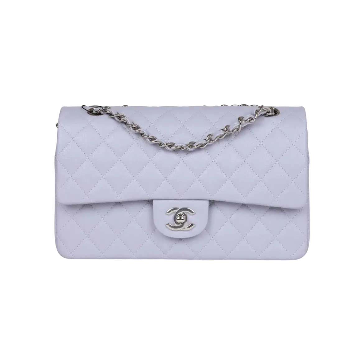 Chanel Classic Double Flap Lavender Caviar Silver Hardware