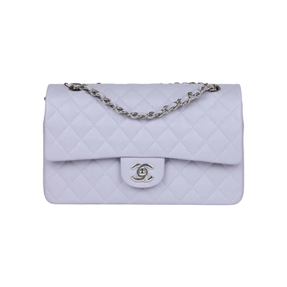 Chanel Classic Double Flap Lavender Caviar Silver Hardware