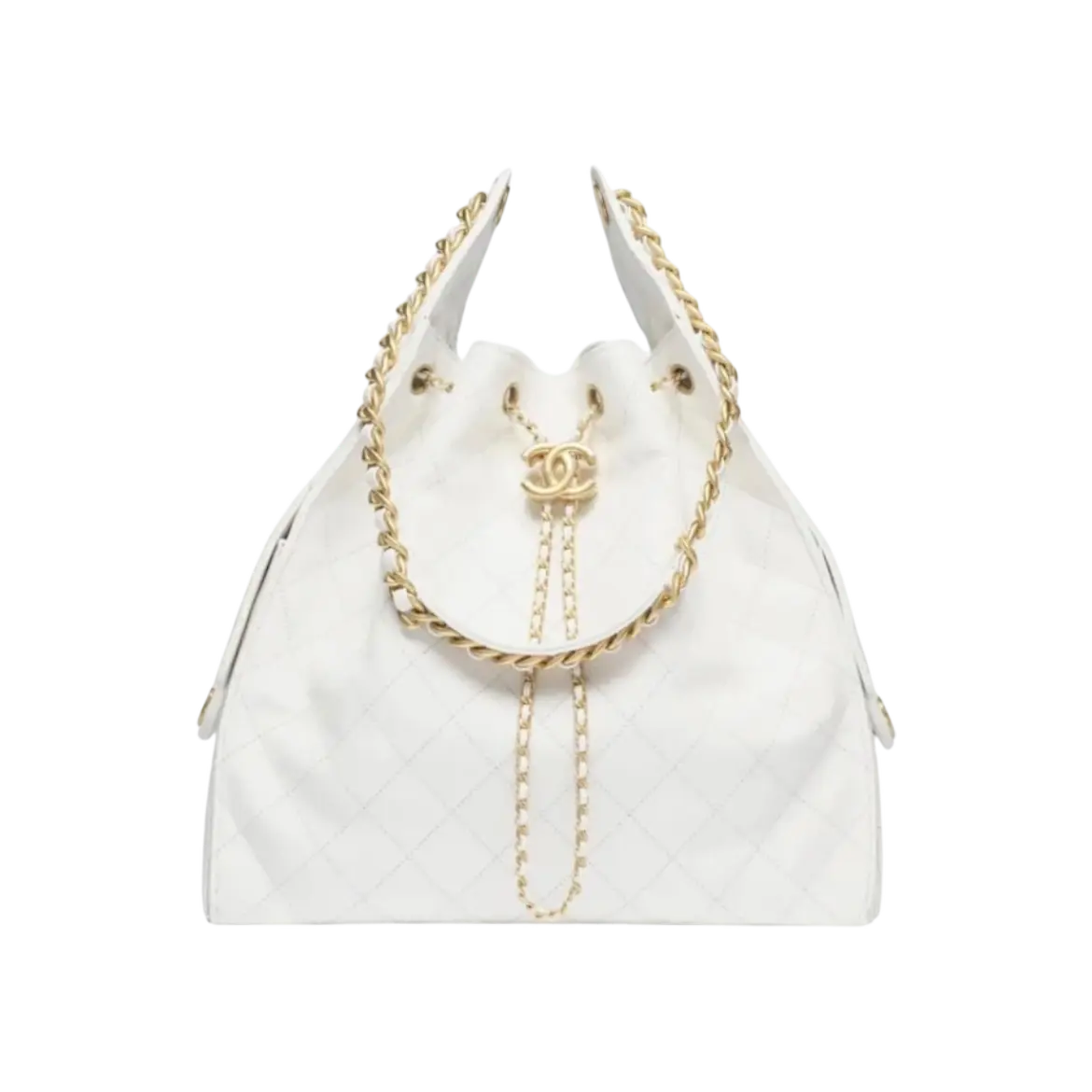Chanel 25 Medium Handbag White Gold