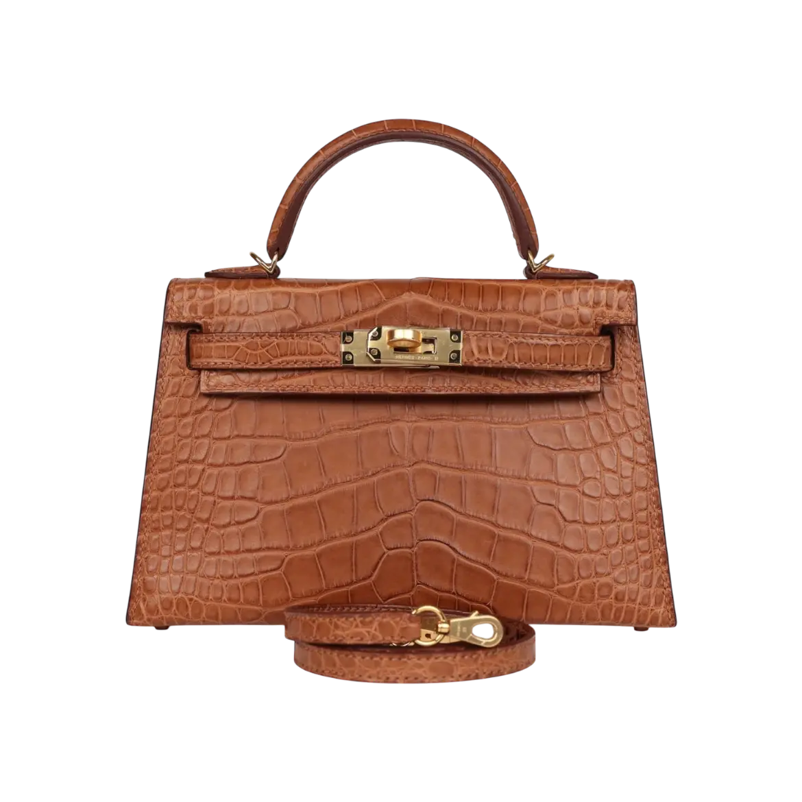 Hermès Mini Kelly Sellier Gold Matte Alligator Gold Hardware