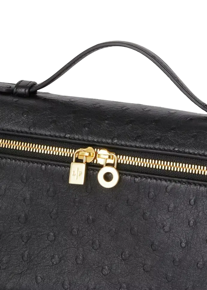 Loro Piana L19 Bag Ostrich Black / Sun Gold