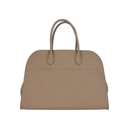 The Row Soft Margaux 15 Bag Dark Taupe Calfskin Silver Hardware