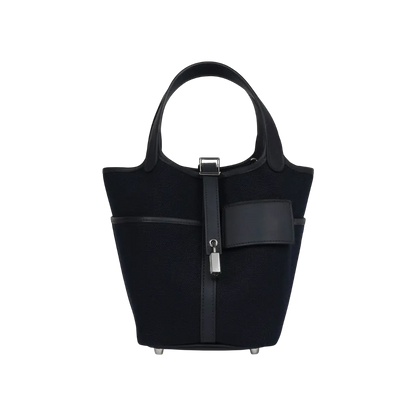 Hermès Picotin Cargo 18 Caban Swift / Black Toile Canvas Palladium Hardware