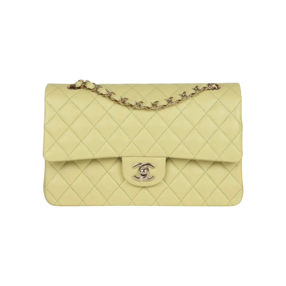 Chanel Classic Double Flap Bag Light Green Lambskin Light Gold Hardware