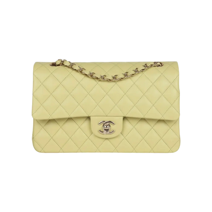 Chanel Classic Double Flap Bag Light Green Lambskin Light Gold Hardware