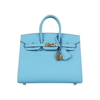 Hermès Birkin Sellier 25 Celeste Epsom Gold Hardware