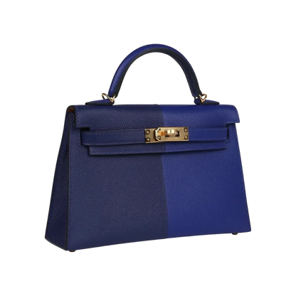 Hermès Mini Kelly Sellier Bleu Electric / Bleu Encre Epsom Gold Hardware