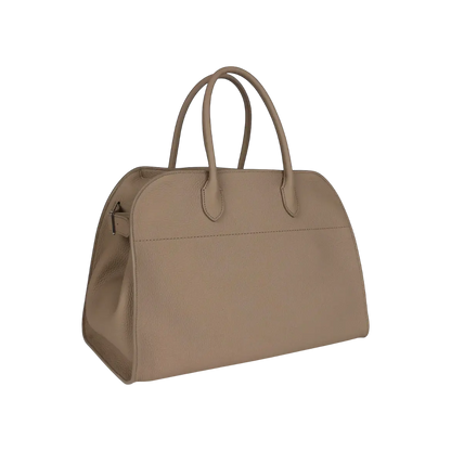 The Row Soft Margaux 15 Bag Dark Taupe Calfskin Silver Hardware