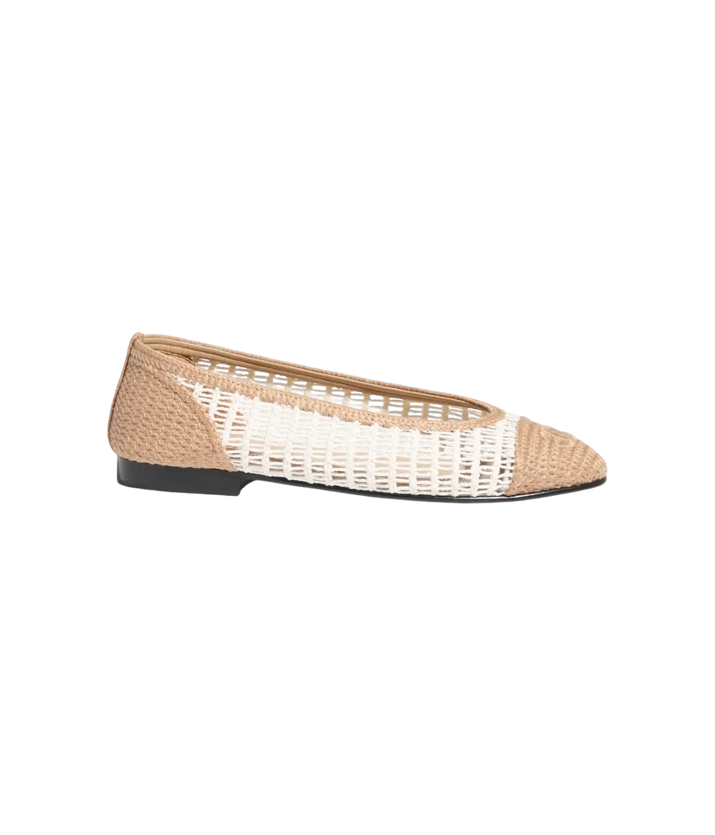 Chanel Ballet Flats White & Beige Raffia