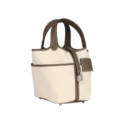 Hermès Picotin Cargo 18 Ecru Toile Canvas / Etoupe Swift Palladium Hardware