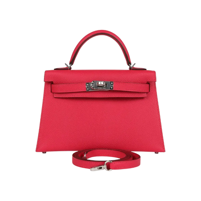 Hermès Mini Kelly Sellier Rose Extreme Epsom Palladium Hardware