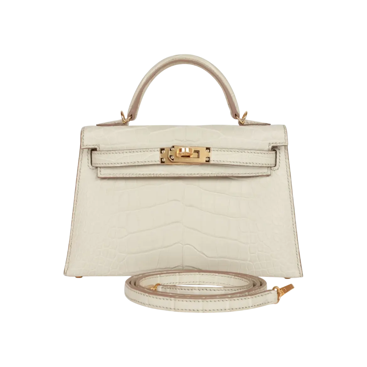 Hermès Mini Kelly Sellier Beton Matte Alligator Gold Hardware