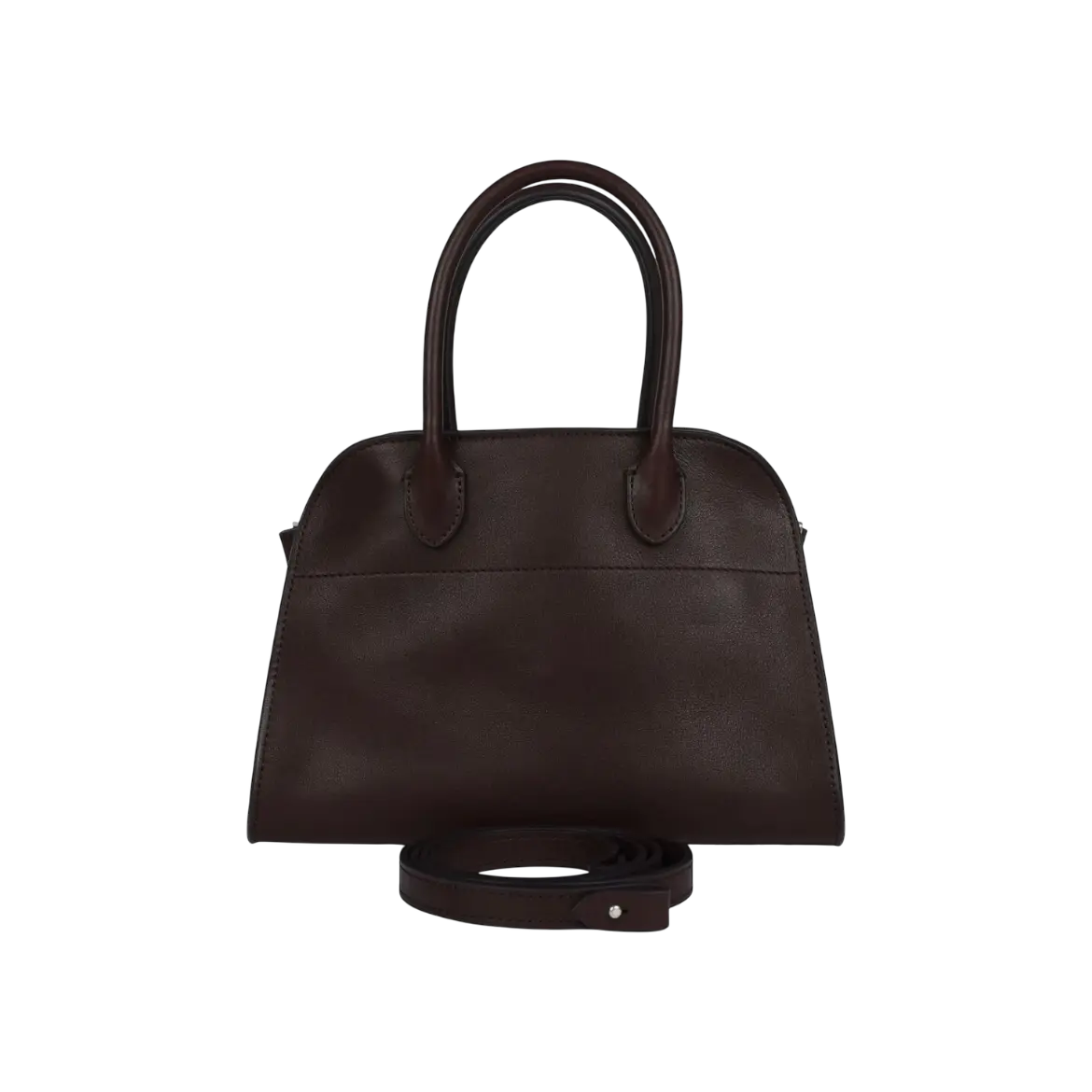 The Row Soft Margaux 10 Bag Chestnut Saddle Leather Silver Hardware