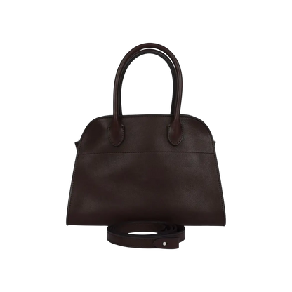 The Row Soft Margaux 10 Bag Chestnut Saddle Leather Silver Hardware