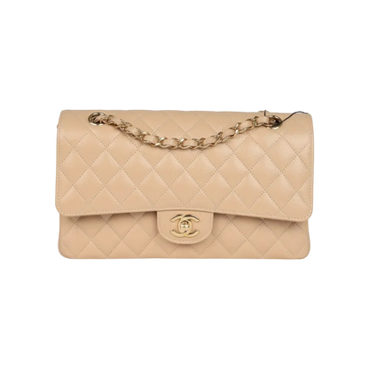 Chanel Classic Double Flap Beige Caviar Gold Hardware