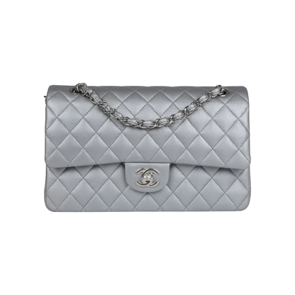 Chanel Classic Double Flap Silver Caviar Silver Hardware