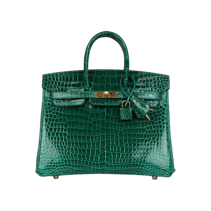 Hermès Birkin 25 Emerald Porosus Crocodile Gold Hardware