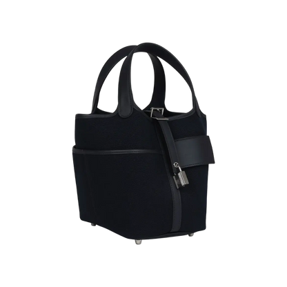 Hermès Picotin Cargo 18 Caban Swift / Black Toile Canvas Palladium Hardware
