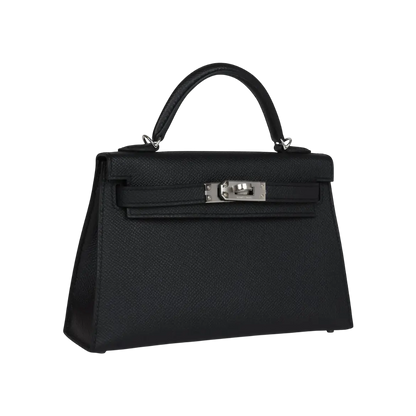 Hermès Mini Kelly Sellier Black Epsom Palladium Hardware
