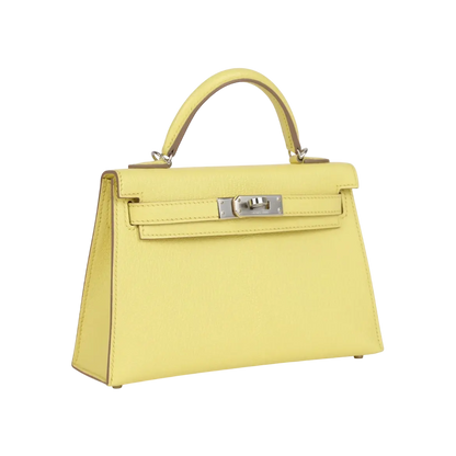 Hermès Mini Kelly Sellier Limoncello Chevre Palladium Hardware