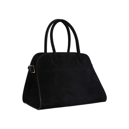 The Row Soft Margaux 10 Bag Black Suede Gold Hardware