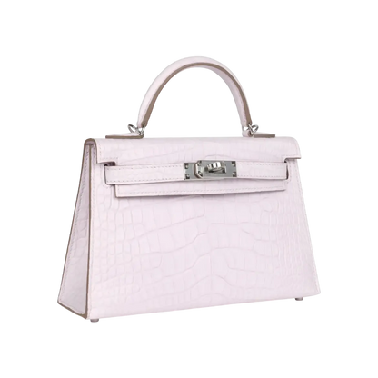 Hermès Mini Kelly Sellier Mauve Pale Boreal Satin Alligator Palladium Hardware