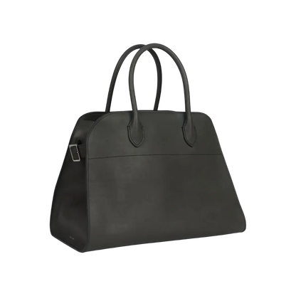 The Row Soft Margaux 12 Koala Grey Saddle Leather Silver Hardware