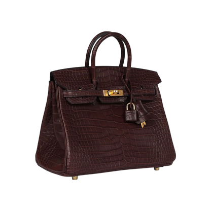 Hermès Birkin 25 Sellier Matte Porosus Crocodile Gold Hardware