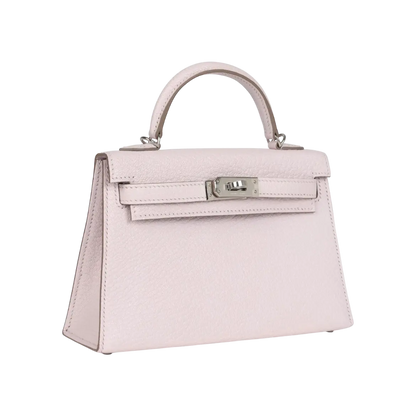 Hermès Mini Kelly Sellier Mauve Pale Chevre Palladium Hardware