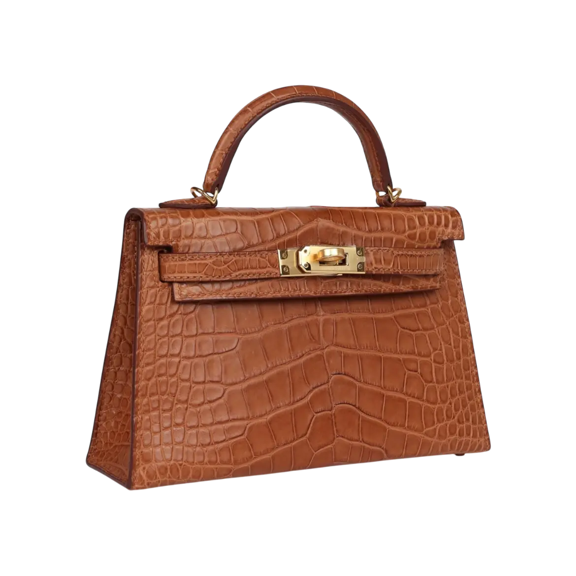 Hermès Mini Kelly Sellier Gold Matte Alligator Gold Hardware