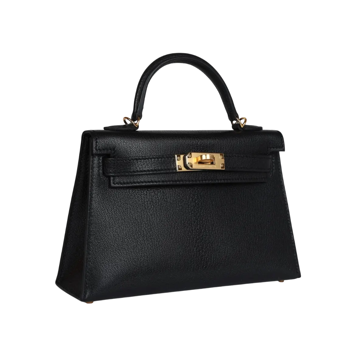 Hermès Mini Kelly Sellier Black Chevre Mysore Gold Hardware