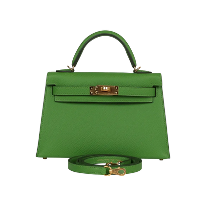 Hermès Mini Kelly Sellier Vert Yucca Epsom Gold Hardware