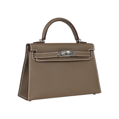Hermès Mini Kelly Sellier Etoupe Epsom Palladium Hardware