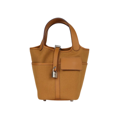 Hermès Picotin Cargo 18 Sesame Swift / Toile Canvas Palladium Hardware