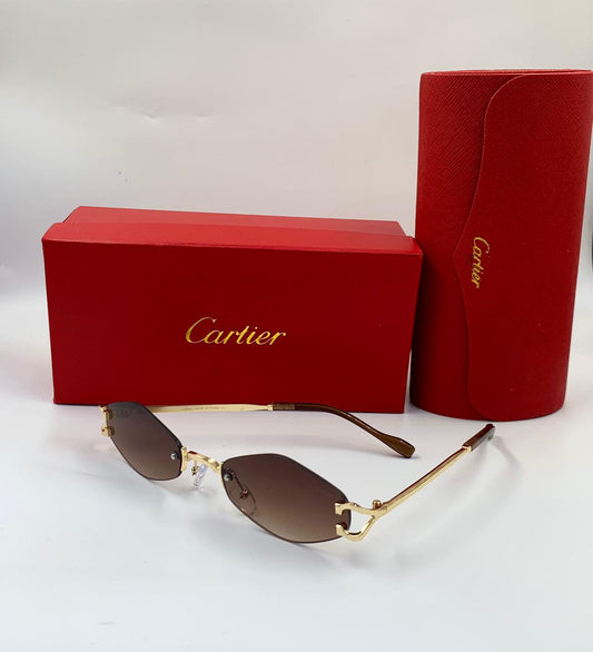 Cartier | C Decor Rimless Geometric Sunglasses – Gold / Black