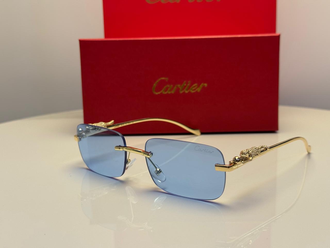 Cartier | Panthère de Cartier Rectangular Sunglasses – Gold / Grey