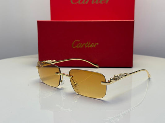Cartier | Panthère de Cartier Rectangular Sunglasses – Gold / Purple
