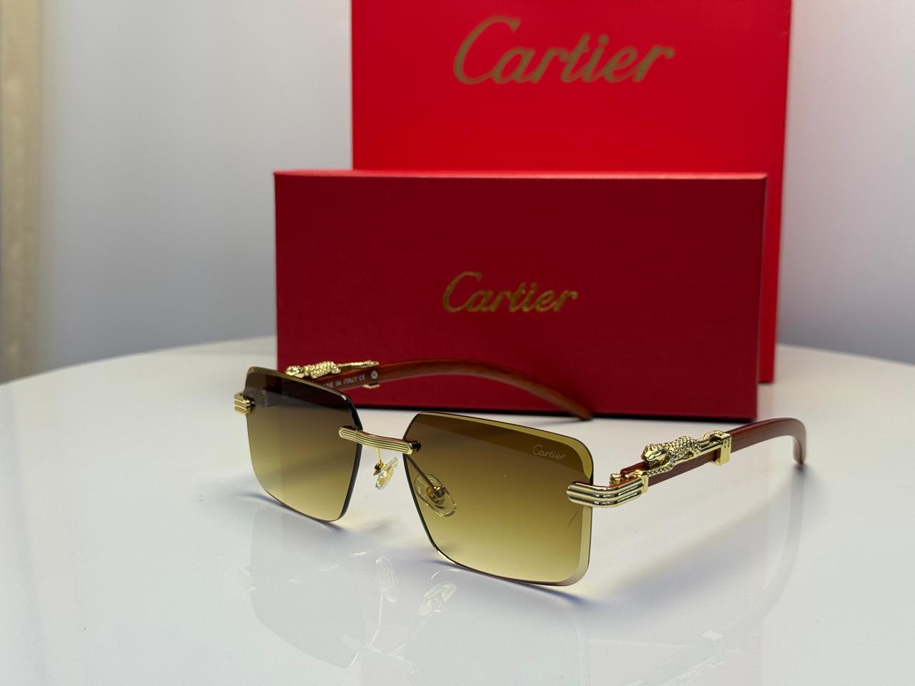 Cartier | Panthère de Cartier Rimless Sunglasses – Gold / Grey / Black