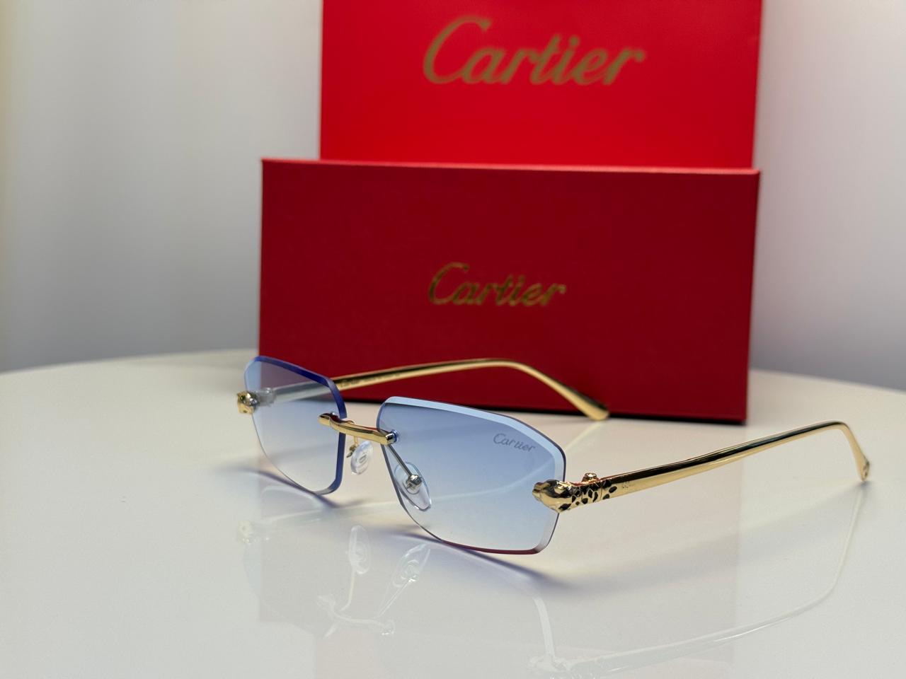 Cartier | Panthère de Cartier Rimless Sunglasses – Gold / Peach