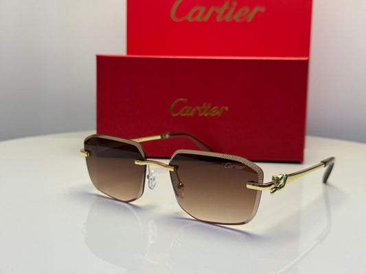 Cartier | Panthère de Cartier Rimless Sunglasses – Gold / Grey Gradient