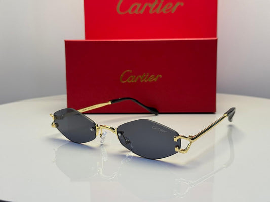 Cartier | C Decor Rimless Geometric Sunglasses – Silver / Grey Gradient