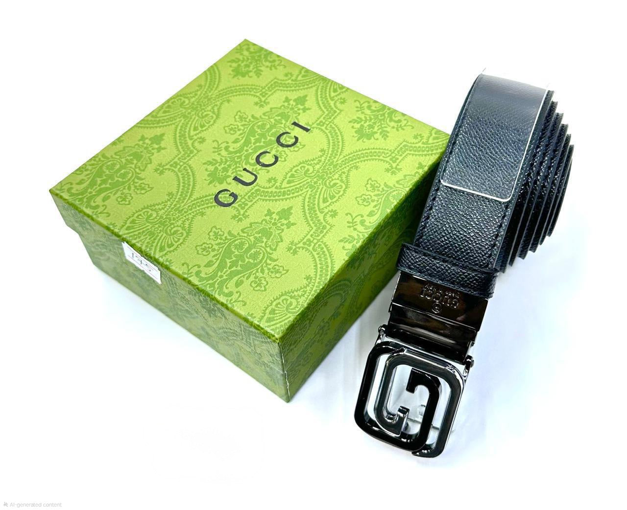 Gucci | Reversible Square Buckle Belt – Black / Silver