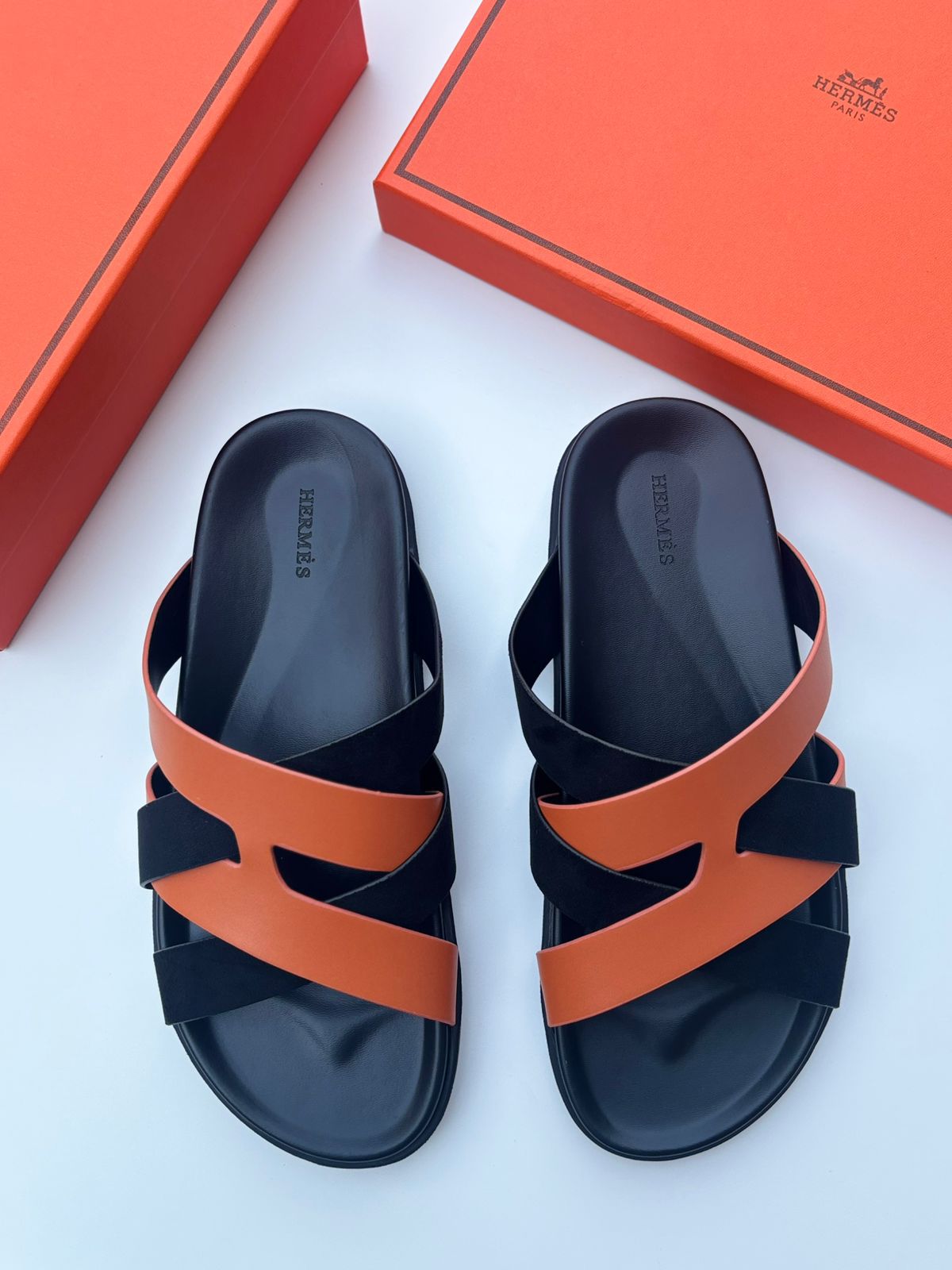 Hermès | Electra Blanc Bleu Marine Sandals