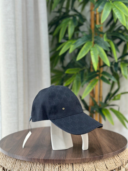 Gucci | GG Canvas Leather Baseball Hat – Black