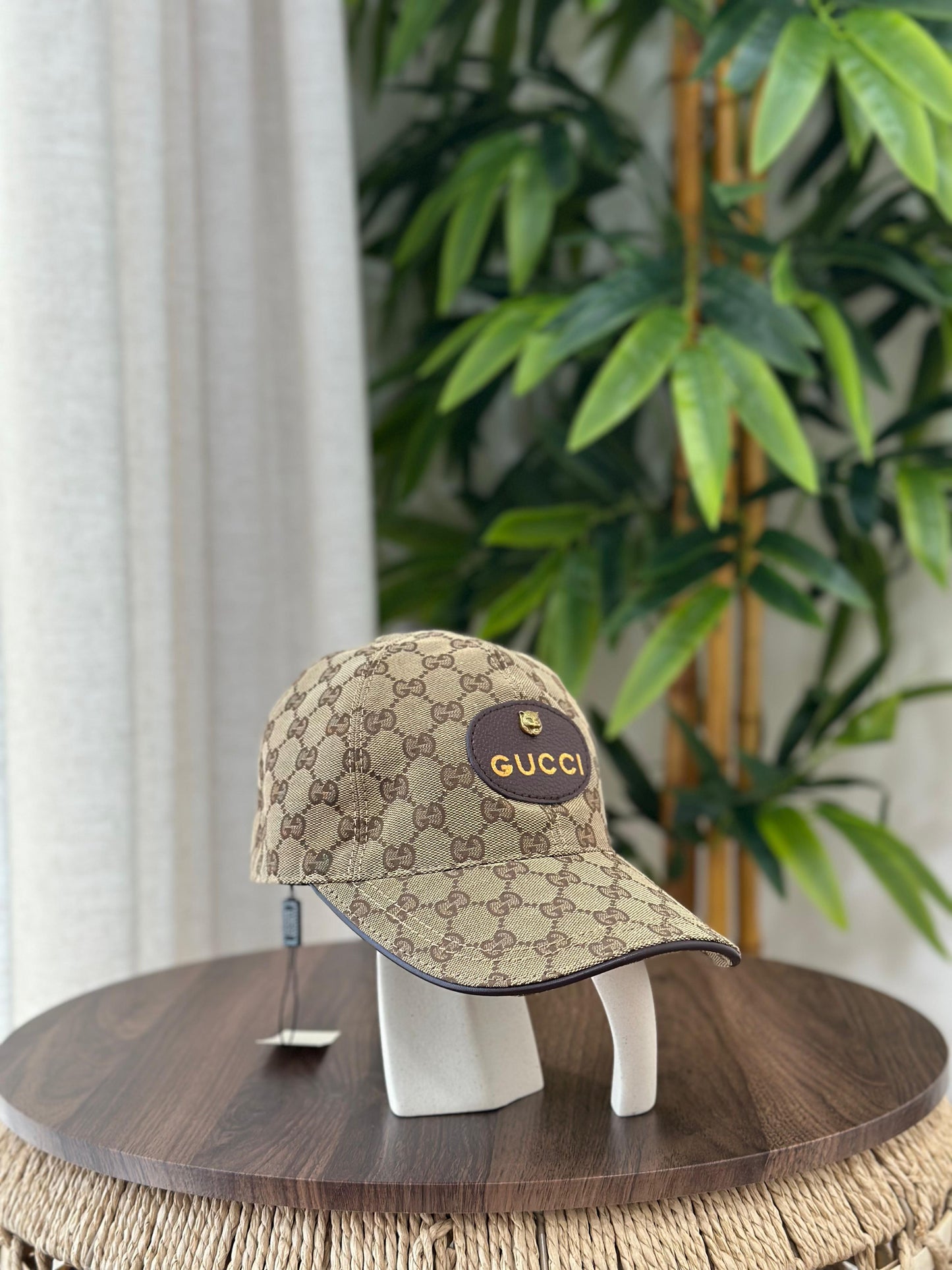 Gucci | GG Canvas Baseball Hat Leather Visor – Beige / Ebony / Tan