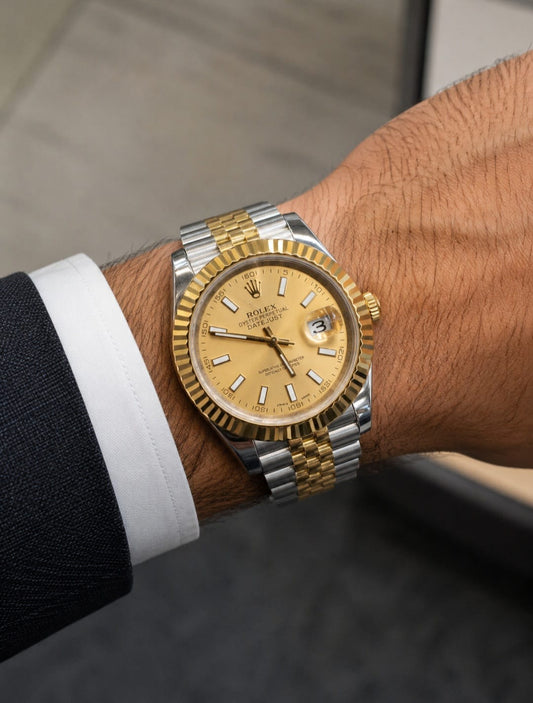 Rolex | Datejust 41 Two Tone Oystersteel Golden Fluted Watch – Yellow / Gold