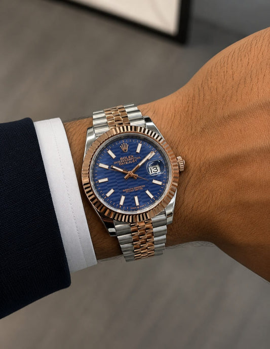Rolex | Datejust 41 Oystersteel Fluted Watch – White / Gold / Chocolate Brown