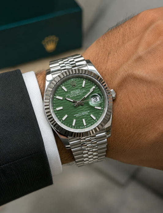 Rolex | Datejust 41 Two Tone Everose Oystersteel Fluted Watch – Gold / Blue