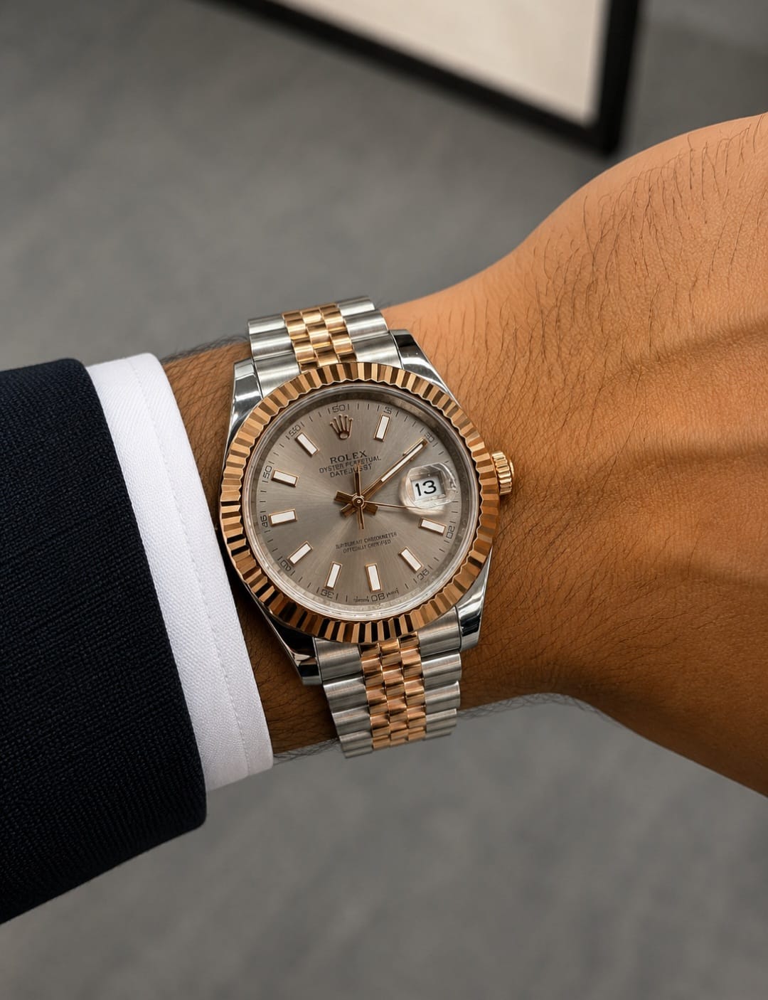 Rolex | Datejust 41 Oystersteel Mint Fluted Watch – White / Gold / Green